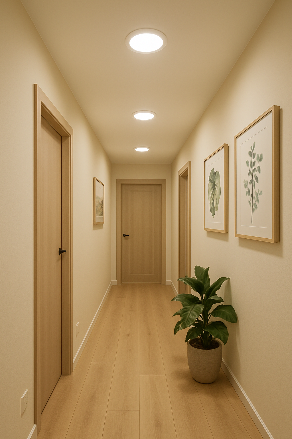 Pasillo con luces LED
